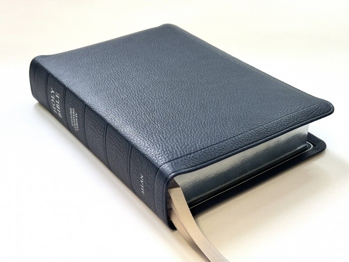 Allan ESV Single Column Reference Edition Navy Blue Goatskin SILVER LINE Edition