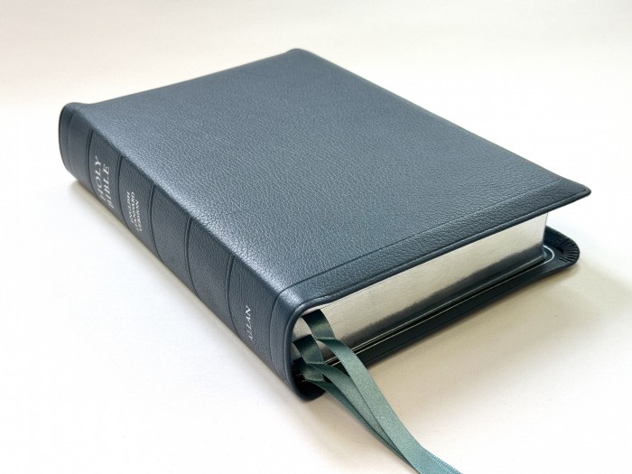 Allan ESV Single Column Reference Edition Petrol Blue Goatskin SILVER LINE Edition