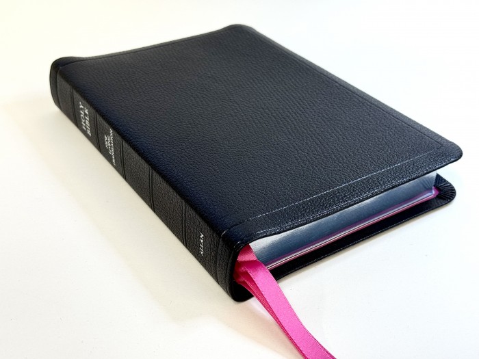 Allan New Living Translation Readers Reference Edition Black Goatskin with Pink SILVER LINE