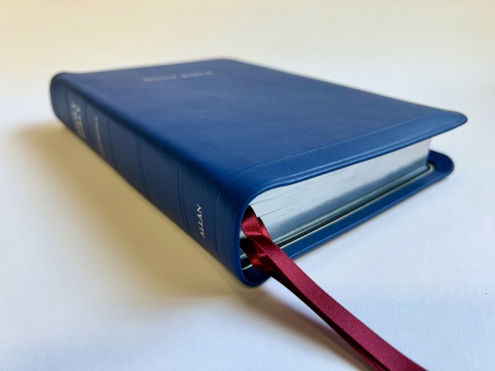 Allan 52 Longprimer Electric Blue Meriva Calfskin Silver Line - Leather-lined