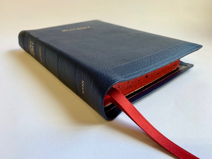 Allan 53 Longprimer Navy Blue Highland Goatskin - Speckled Page Edges