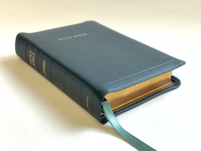 Allan 54C Longprimer Petrol Blue Goatskin with Cyclopedic Concordance
